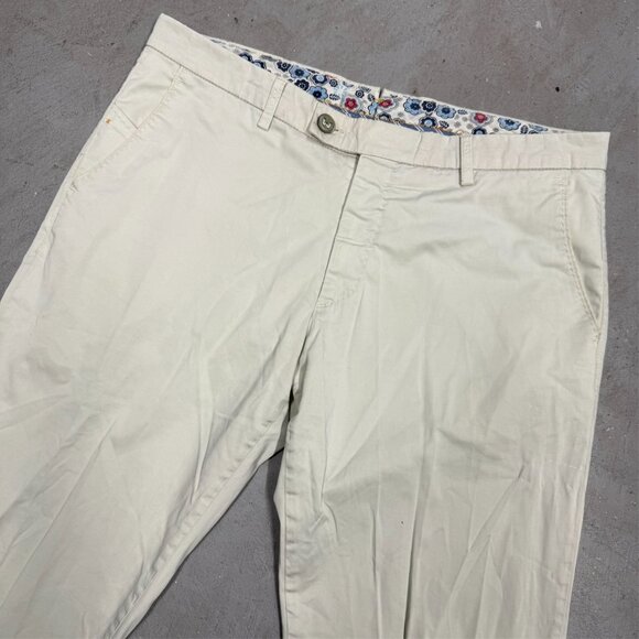 Berwich Chino Pants Soft Cotton Trousers Made in Italy Stretch Beige 34x29 - Picture 2 of 11